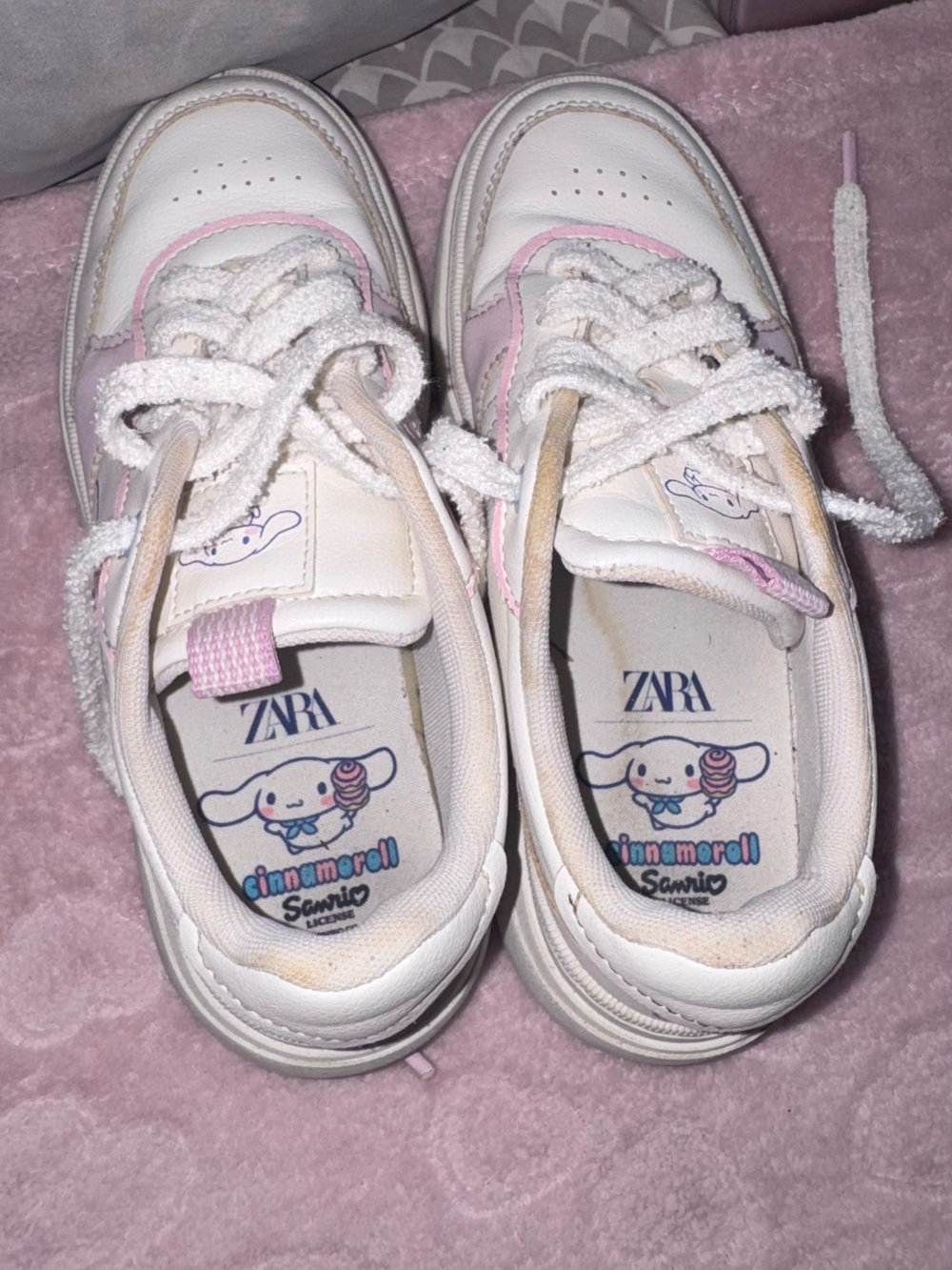 Zara Kids White and Light Pink Sneakers